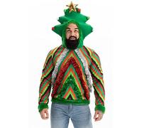 Jersey de Navidad Unisex para Hombre Sudadera con Capucha Divertida Fea de Reno Papá Noel Elfo Novedosa Árbol de Navidad Regalo para Mujer Suéter, 3XL