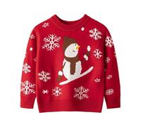 Jersey de Navidad unisex para niños, divertido, suéter de Navidad para niños, diseño de muñeco de nieve, cuello redondo, suéter de Navidad, suéter de invierno, suéter de punto de Navidad, suéter de