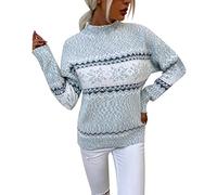 Jersey de otoño para mujer, cuello alto, suéter noruego, suéter cálido con copos de nieve, olas de otoño, suéter de punto para mujer, con estampado, sudadera de moda para invierno, manga larga, R azul