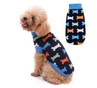 Jersey de perro, suéter cálido para perros pequeños de invierno de punto con cuello alto suave para perros, chaleco de mascotas, ropa para Yorkshire Jack, Chihuahua, Corgi galés, gato (azul, XL)