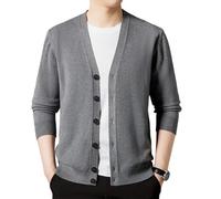 Jersey de Punto 100% De Cachemira de Manga Larga con Cuello en V para Hombre, suéter de Punto Suave y cálido, suéter para