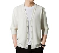 Jersey de Punto 100% De Cachemira de Manga Larga con Cuello en V para Hombre, suéter de Punto Suave y cálido, suéter para