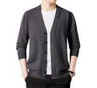 Jersey de Punto 100% De Cachemira de Manga Larga con Cuello en V para Hombre, suéter de Punto Suave y cálido, suéter para