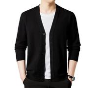 Jersey de Punto 100% De Cachemira de Manga Larga con Cuello en V para Hombre, suéter de Punto Suave y cálido, suéter para