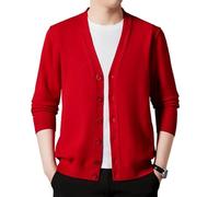 Jersey de Punto 100% De Cachemira de Manga Larga con Cuello en V para Hombre, suéter de Punto Suave y cálido, suéter para