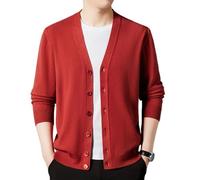 Jersey de Punto 100% De Cachemira de Manga Larga con Cuello en V para Hombre, suéter de Punto Suave y cálido, suéter para