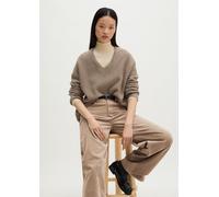 Jersey de punto holgado con cuello en V Earthy Taupe L