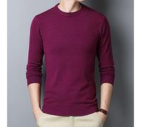 Jersey De Punto Para Hombre - Moda Primavera Y Otoño Suéter De Punto Para Hombres Retro Cuello Redondo Suéter De Manga Larga Fucsia Delgado Sección Delgada Casual Negocios Estiramiento Suave To