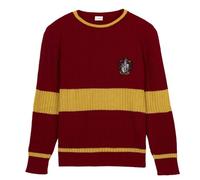 Jersey de Punto Tricot de Harry Potter - Color Rojo - Talla L - Jersey de Estilo Knitted con Diseño de Rayas - Incluye el Escudo de la Casa Gryffindor - Producto Original Diseñado en España