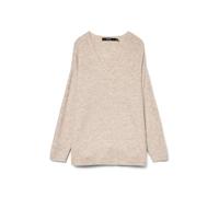 Jersey de Punto V Cuello Manga Larga suéter Tejido VMCREWLEFILE, Color:Beige, Talla:M