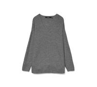 Jersey de Punto V Cuello Manga Larga suéter Tejido VMCREWLEFILE, Color:Gris, Talla:S