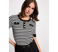 Jersey de rayas manga corta blanco mujer XS