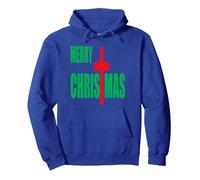 Jersey de Regalo religioso Cristiano Rojo Feliz navideño Sudadera con Capucha, Unisex para Adultos, Azul Real, XXL