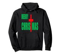 Jersey de Regalo religioso Cristiano Rojo Feliz navideño Sudadera con Capucha, Unisex para Adultos, Negro, XXL