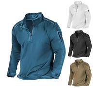 Jersey de senderismo para hombre, cuello alto, suéteres para exteriores, suéteres duraderos del ejército, ropa de trabajo, suéteres ligeros de escalada con bolsillos con cremallera, suéter táctico con