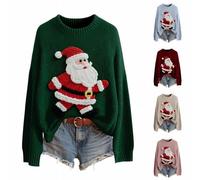 Jersey divertido para mujer, suéter largo de punto para invierno, cuello redondo, sudadera suelta, manga larga, camiseta cálida de murciélago, elegante camiseta de túnica para hombre y mujer, Negro