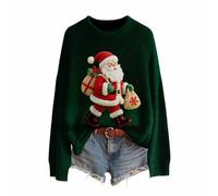 Jersey divertido para mujer, suéter largo de punto para invierno, cuello redondo, sudadera suelta, manga larga, camiseta cálida de murciélago, elegante camiseta de túnica para hombre y mujer, Negro