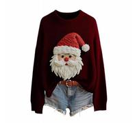 Jersey divertido para mujer, suéter largo de punto para invierno, cuello redondo, sudadera suelta, manga larga, camiseta cálida de murciélago, elegante camiseta de túnica para hombre y mujer, Wein2