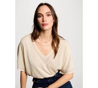 Jersey escote en V manga corta marfil mujer XL