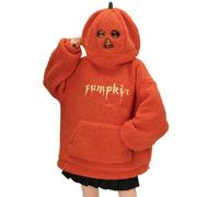 Jersey esponjoso de hábito gótico adolescente niña fea de navidad familia sudadera con capucha de felpa para mujeres otoño invierno 2025 cabeza calabaza peluche camisa vacaciones suéter feo de navidad