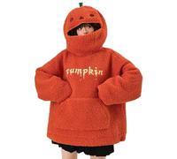 Jersey esponjoso de hábito gótico adolescente niña fea de navidad familia sudadera con capucha de felpa para mujeres otoño invierno 2025 cabeza calabaza peluche camisa vacaciones suéter feo de navidad