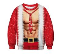 Jersey feo de Navidad para hombre con cuello redondo - Sudadera sin capucha 3D estampada Rigolo Manga larga Pullover Chic Y Elegantes Corte suelto Casual Sudadera Otoño Invierno Navidad Fiesta