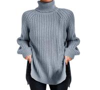 Jersey Fino Mujer, SuéTer De Punto Mujer con Cuello Moderno Y DiseñO De Dobladillo Dividido Mangas Acampanadas para Un Estilo Elegante Y CóModo