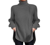 Jersey Fino Mujer, SuéTer De Punto Mujer con Cuello Moderno Y DiseñO De Dobladillo Dividido Mangas Acampanadas para Un Estilo Elegante Y CóModo