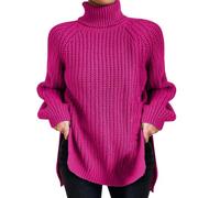 Jersey Fino Mujer, SuéTer De Punto Mujer con Cuello Moderno Y DiseñO De Dobladillo Dividido Mangas Acampanadas para Un Estilo Elegante Y CóModo