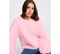 Jersey grueso con cuello redondo rosa mujer M