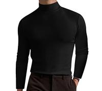 Jersey Hombre Cuello Alto básico Jersey Invierno otoño Lana Manga Larga cálido Jersey de Punto Fino Casual Slim Fit Suéter Lana Caliente Color Liso Suéter Cuello Tortuga Moda Pullover