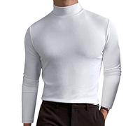 Jersey Hombre Cuello Alto básico Jersey Invierno otoño Lana Manga Larga cálido Jersey de Punto Fino Casual Slim Fit Suéter Lana Caliente Color Liso Suéter Cuello Tortuga Moda Pullover