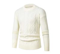 Jersey Hombre Invierno Gordo - Camisa de Punto de Cuello Redondo para de otoño e Invierno, Camisa Interior Sencilla a la Moda, cálida, Informal, versátil, Top TWI Sted (Beige, L)