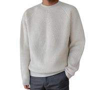 Jersey Hombre Invierno Gordo - Suéter de, Abrigo Ligero de Punto, Traje Informal, para Negocios y Uso Diario. (White, XL)