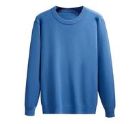 Jersey Hombre Invierno Gordo - Suéter de Cuello Redondo para, Jersey de Punto Informal de Negocios de Color sólido de Manga Larga de Invierno (Blue, XL)