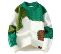 Jersey Hombre Invierno Gordo - Suéter de otoño e Invierno para, suéter de Punto con Cuello Redondo y Bloques de Color, Informal (Green, XL)