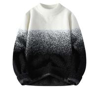 Jersey Hombre Invierno Gordo - Suéter de otoño e Invierno para, suéter de Punto con Cuello Redondo y Bloques de Color, Informal (White, L)