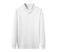 Jersey Hombre Invierno Gordo - Suéter de Punto Casual de Color sólido de otoño e Invierno para s (White, XL)