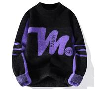 Jersey Hombre Invierno Gordo - Suéter de Punto de Moda con un diseño Elegante para Uso Casual y Actividades al Aire Libre. (Black, M)