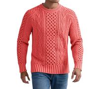 Jersey Hombre Invierno Gordo - Suéter Informal de Punto de Color sólido y Grueso para, de Manga Larga, para otoño e Invierno. (Watermelon Red, XXL)