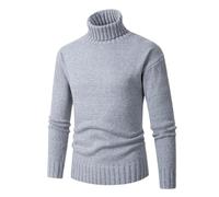 Jersey Hombre Invierno Gordo - Suéteres de Cuello Alto Ajustados para, suéteres básicos, suéteres térmicos de Punto (Grey, L)