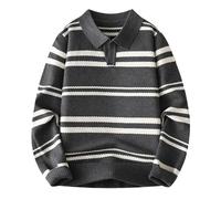 Jersey Hombre Invierno Gordo - Suéteres de Invierno para, Jersey de Punto con Cuello Alto, suéter de Rayas para, suéter Holgado de Punto, Ropa de Tendencia para (Dark Gray, XL)