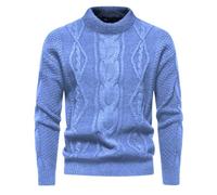 Jersey Hombre Invierno Gordo - Tops de suéter de Lana de Punto para Exteriores de Manga Larga con diseño Decorativo de otoño e Invierno para (Blue, M)
