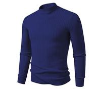 Jersey Hombre Invierno Sueter Hombre Invierno Cálido Sudaderas Hombres Suave Pullover Manga Larga Tops Cómodos Sweater Básico Sudadera Punto Cuello Redondo Trabajo Ropa Marina de Guerra M