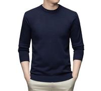 Jersey Hombre - Suéter De Cuello Redondo De Manga Larga De Color Sólido De Talla Grande Suéter Cálido De Estilo Coreano Jersey Ajustado para Otoño E Invierno Azul S