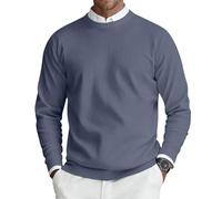 Jersey Hombre Sueter Hombre Invierno Casual Sudadera Cómodos Suéter Manga Larga Ropa Cálido Sweater Básico Sudaderas Hombres Moda Cuello Redondo Tallas Grandes Trabajo Tops Marina de Guerra XXL