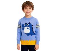 Jersey Invierno Niño 10 Años - Suéter De Punto De Manga Larga para Niños Estampado De Dinosaurios Cuello Redondo Cálido Informal para Niños Pequeños (Blue 3-4 Years)