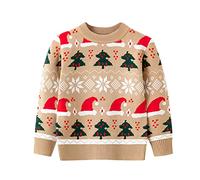 Jersey Invierno Niño 7 Años - Niños Pequeños Niñas Navidad Dibujos Animados Sombrero De Navidad Estampados Suéter Manga Larga Cálido De Punto Tops (Beige 2-3 Years)