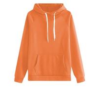 Jersey Islandés para mujer, tejido a mano, bolsillo de color liso, estilo casual, ajuste cómodo, par de sudaderas con capucha para dos, naranja, XXL