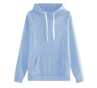 Jersey Islandés para mujer, tejido a mano, bolsillo de color liso, estilo casual, ajuste cómodo, par de sudaderas con capucha para dos, azul celeste, L